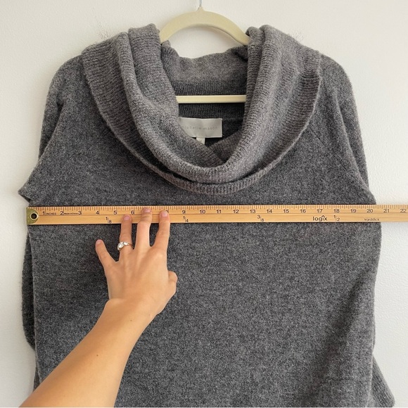Michelle Mason Grey Alpaca Wool Blend cowl Sweater off shoulder knit minimalist - Picture 5 of 9